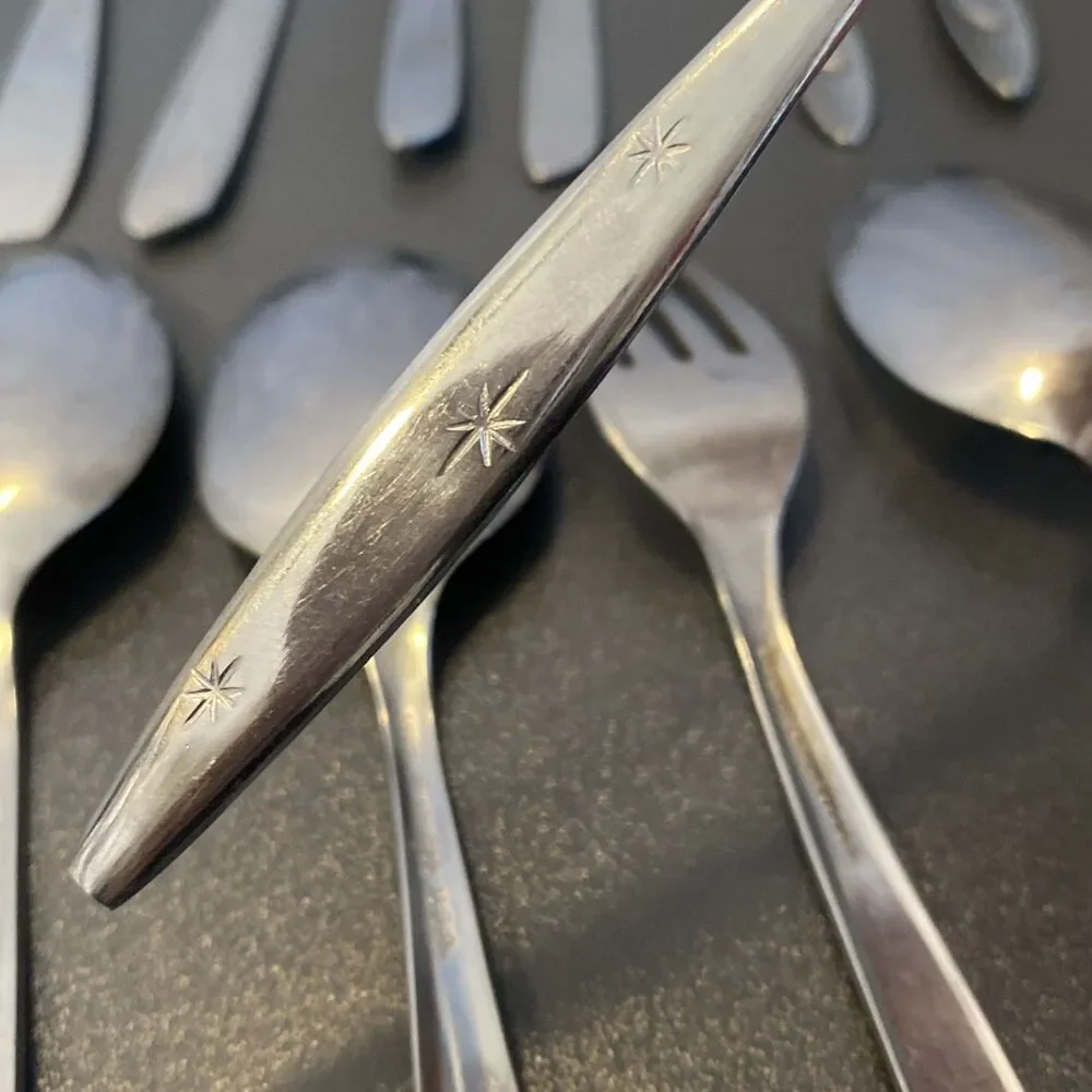 Vintage Atomic Star Starburst Flatware Spoons Forks Mixed Brands Ring Making